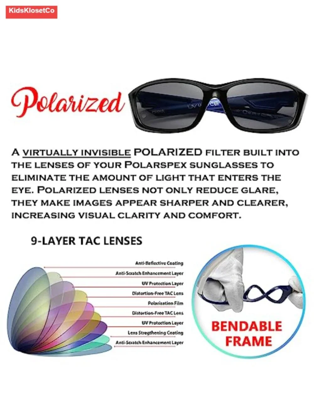 Kids Toddler Boys Sports Wrap Polarized Sunglasses - BPA Free